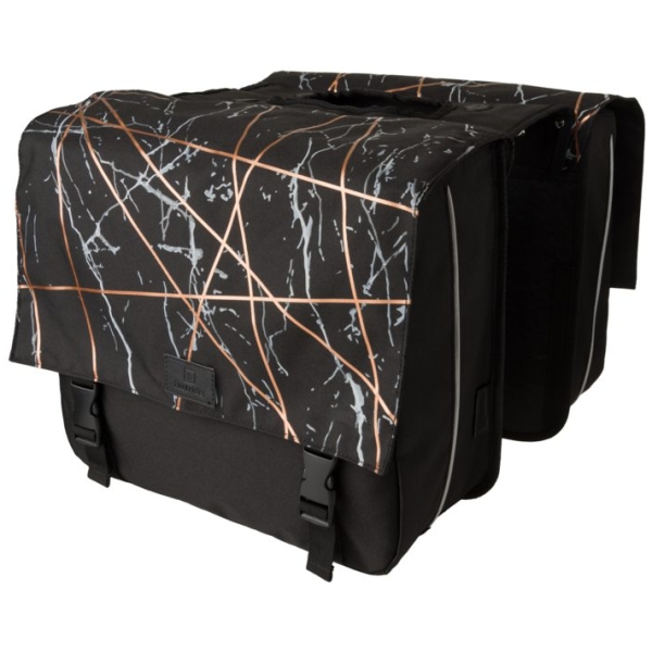 Fastrider dubbele fietstas marble Zwart