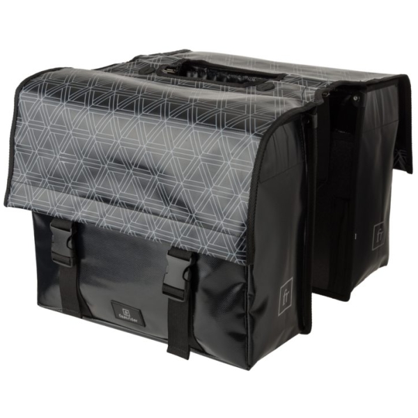 Fastrider dubbele tas tarpaulin geometric Zwart