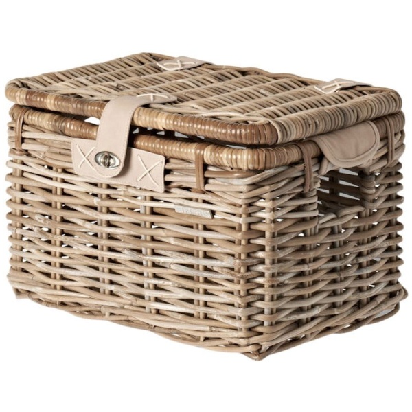 Basil DENTON ROTAN MAND GRIJS MET DEKSEL Grey